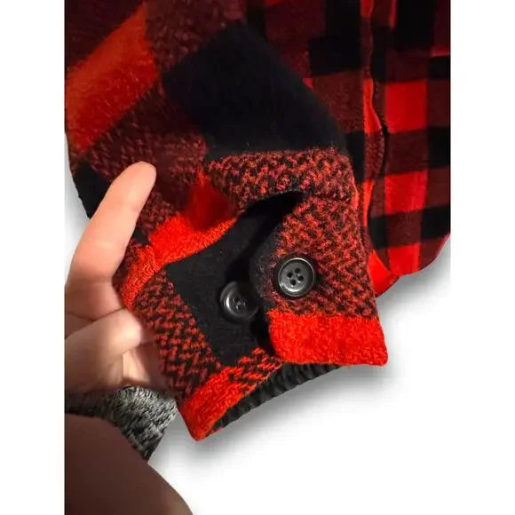 Vintage Red and Black Buffalo Plaid Wool Blend Zip Up Jacket Heavyweight Unisex - Picture 6 of 9